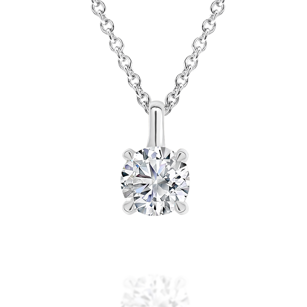 Classic Solitaire Diamond Pendant in White Gold 0.70 carat