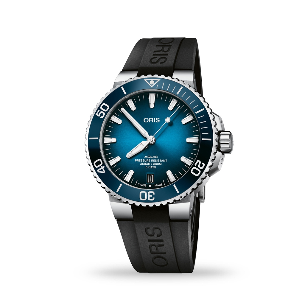 ORIS Aquis Date Calibre 400 Automatic 43mm Blue Dial Rubber Strap