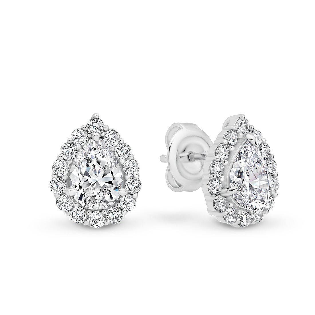 Cubic Zirconia Silver Halo Linda Earrings