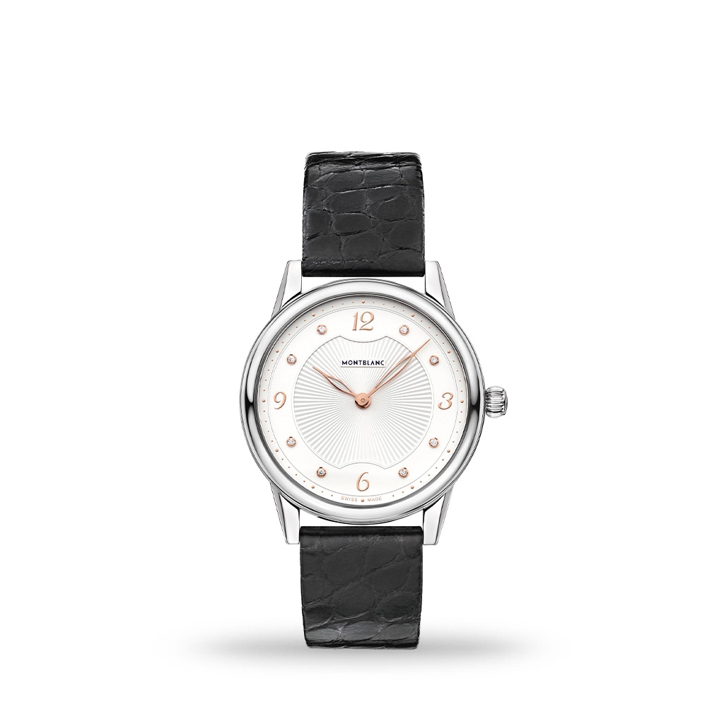 Montblanc Boheme Quartz Silver White Dial 34mm Black Leather