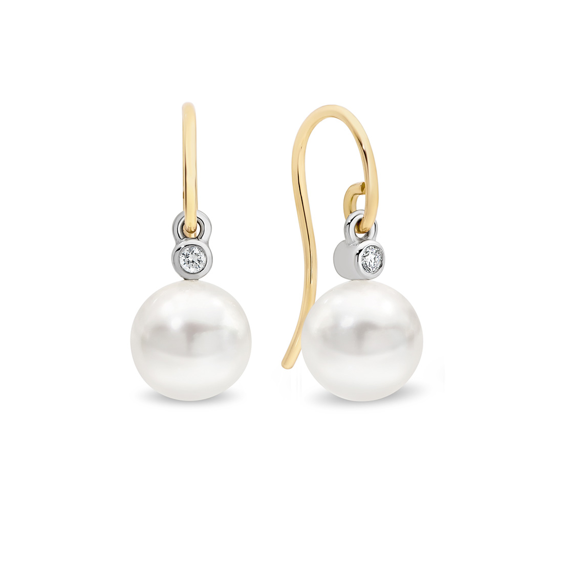 Allure South Sea Pearl French Hook Diamond Earrings