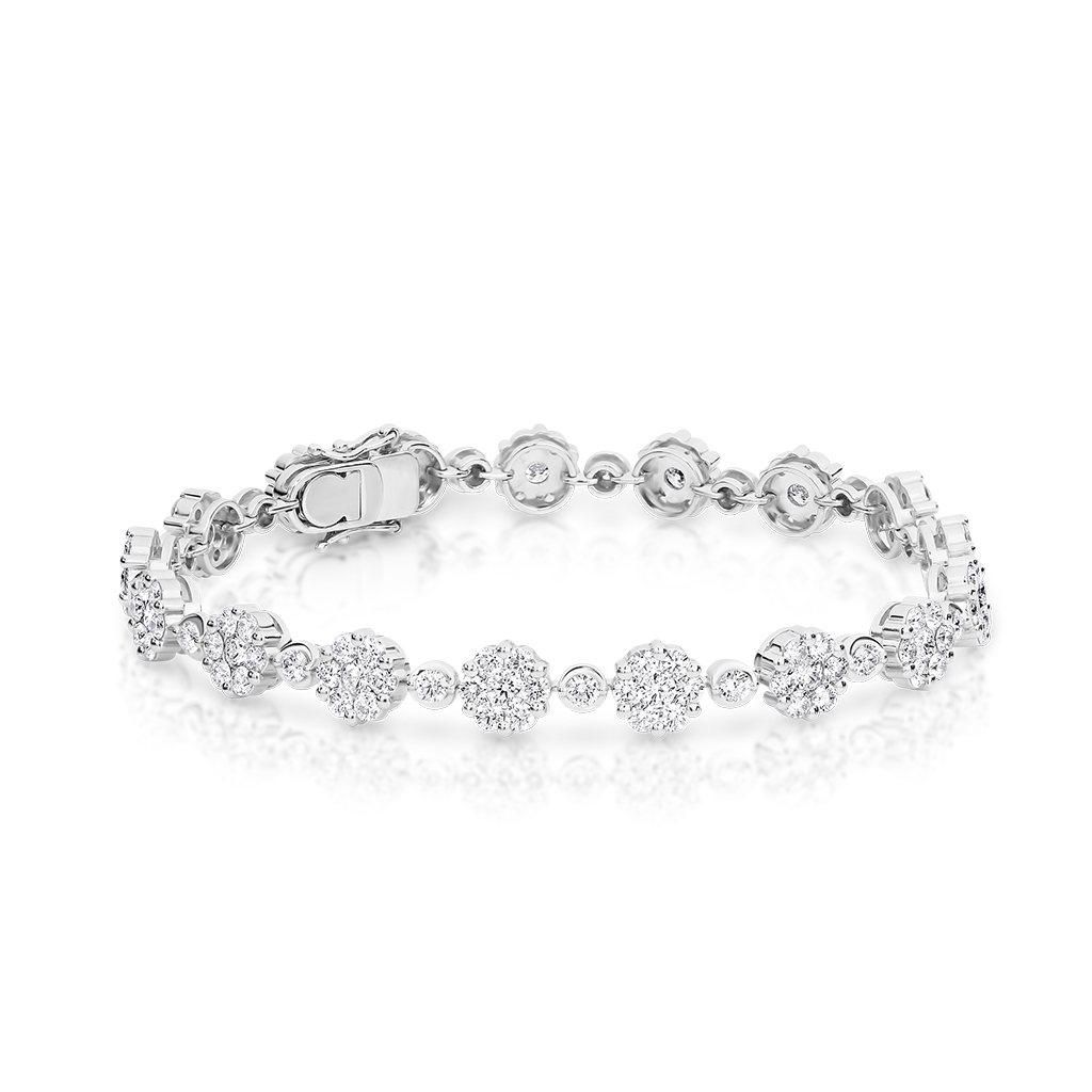 6.00ct Cluster Diamond Bracelet White Gold