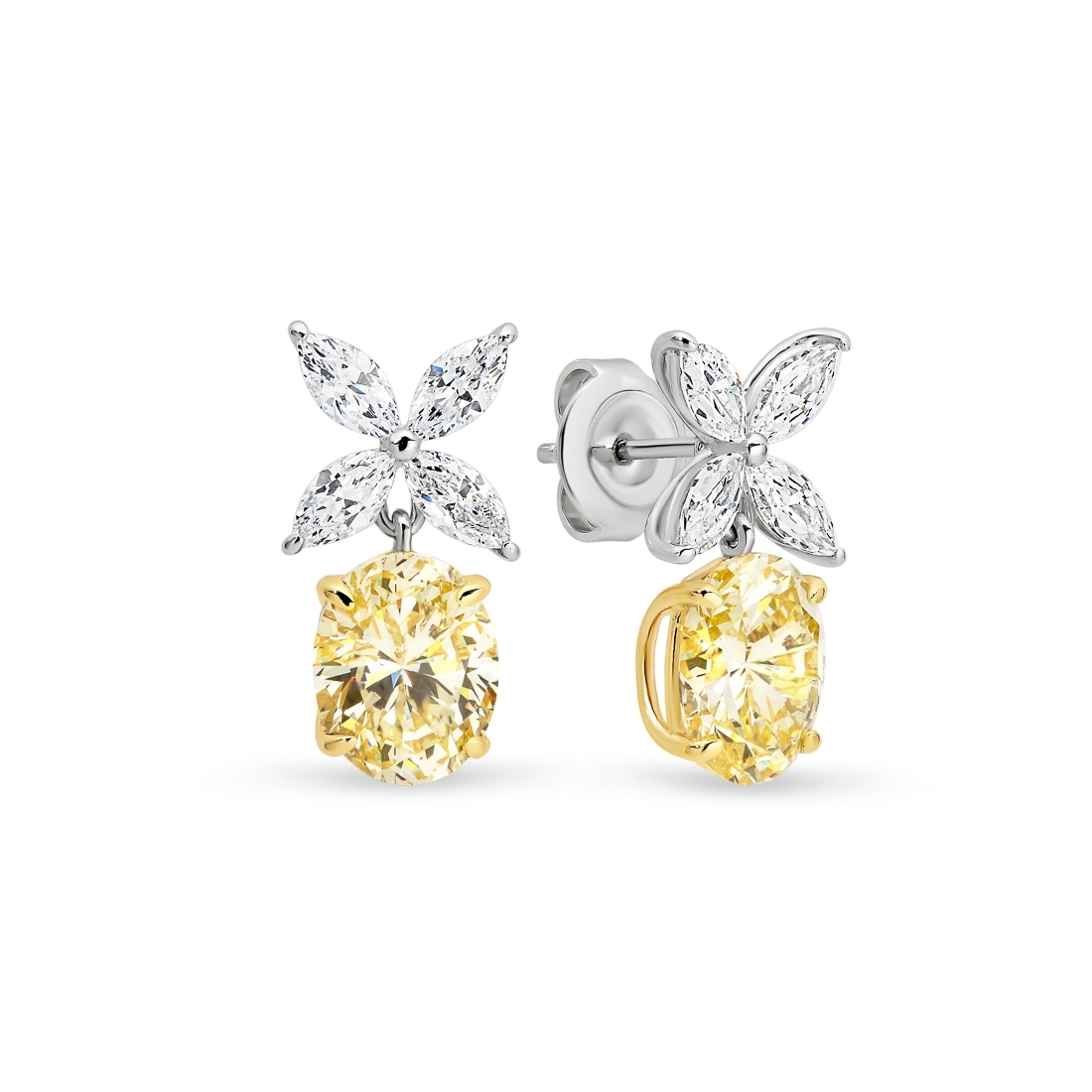 Yellow &#038; White Cubic Zirconia Silver Penelope Earrings