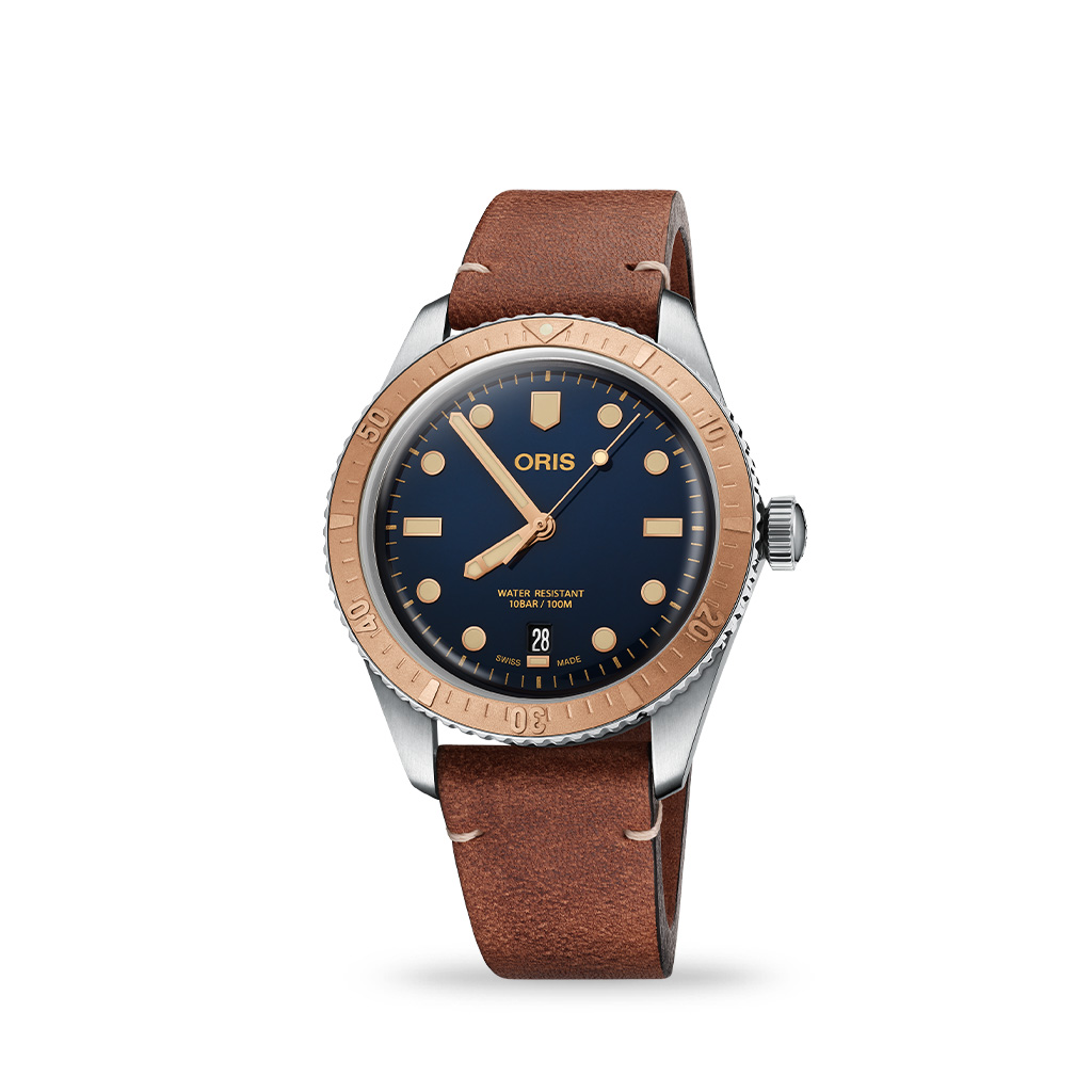 ORIS Divers Sixty Five Blue Dial 40mm Leather Strap