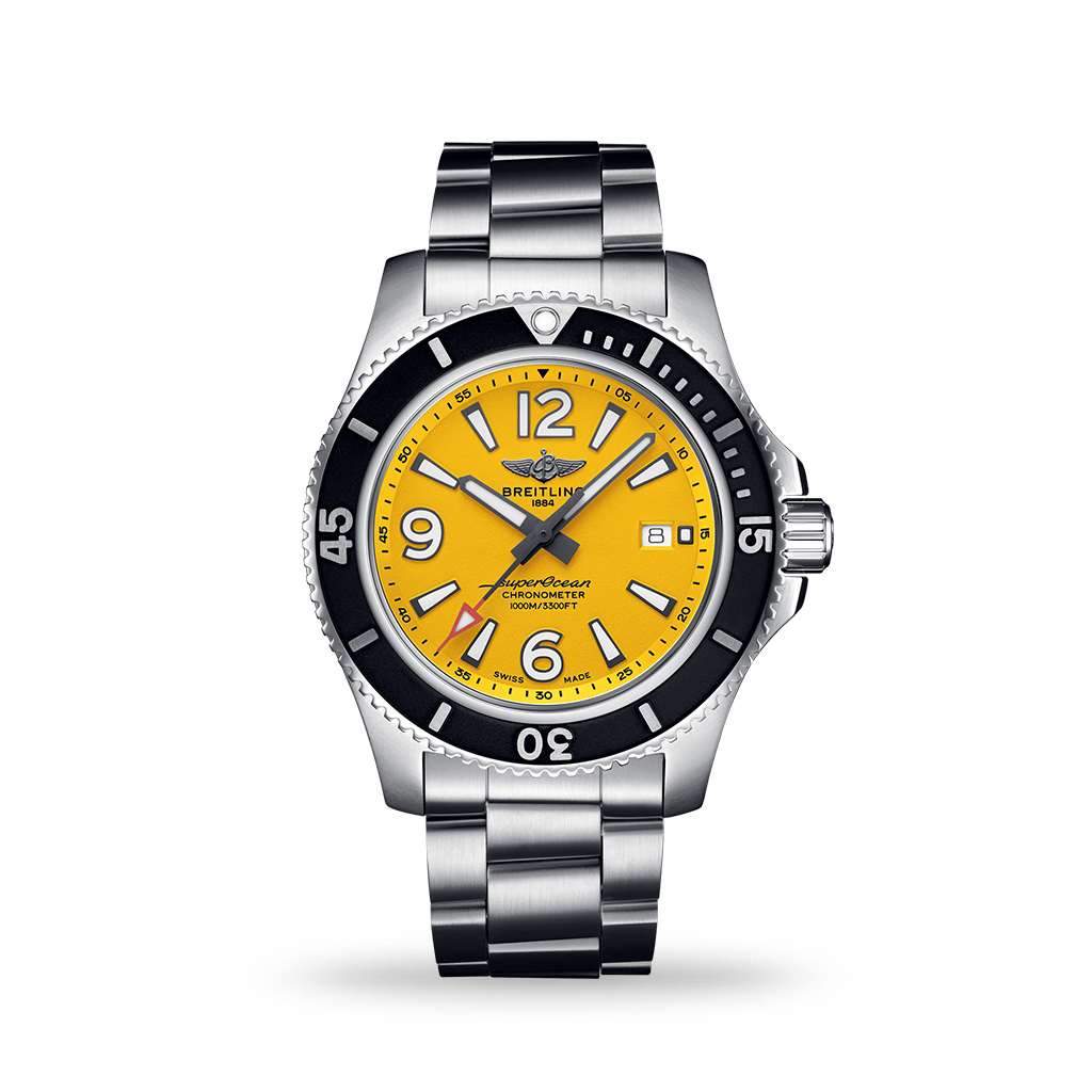 Breitling Superocean Automatic 44mm Yellow Dial Bracelet