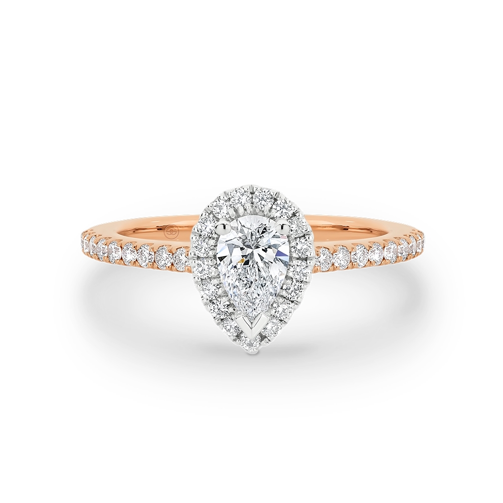 Pear Shape Two-Tone Halo Diamond Engagement Ring