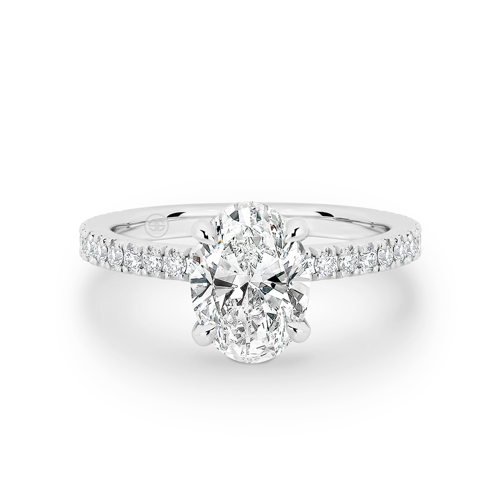 Oval Shape Diamond Band Engagement Ring