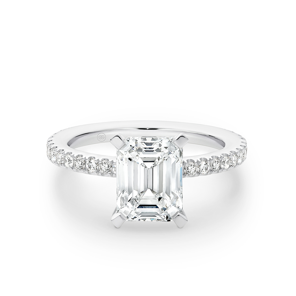 Emerald Cut Diamond Band Engagement Ring