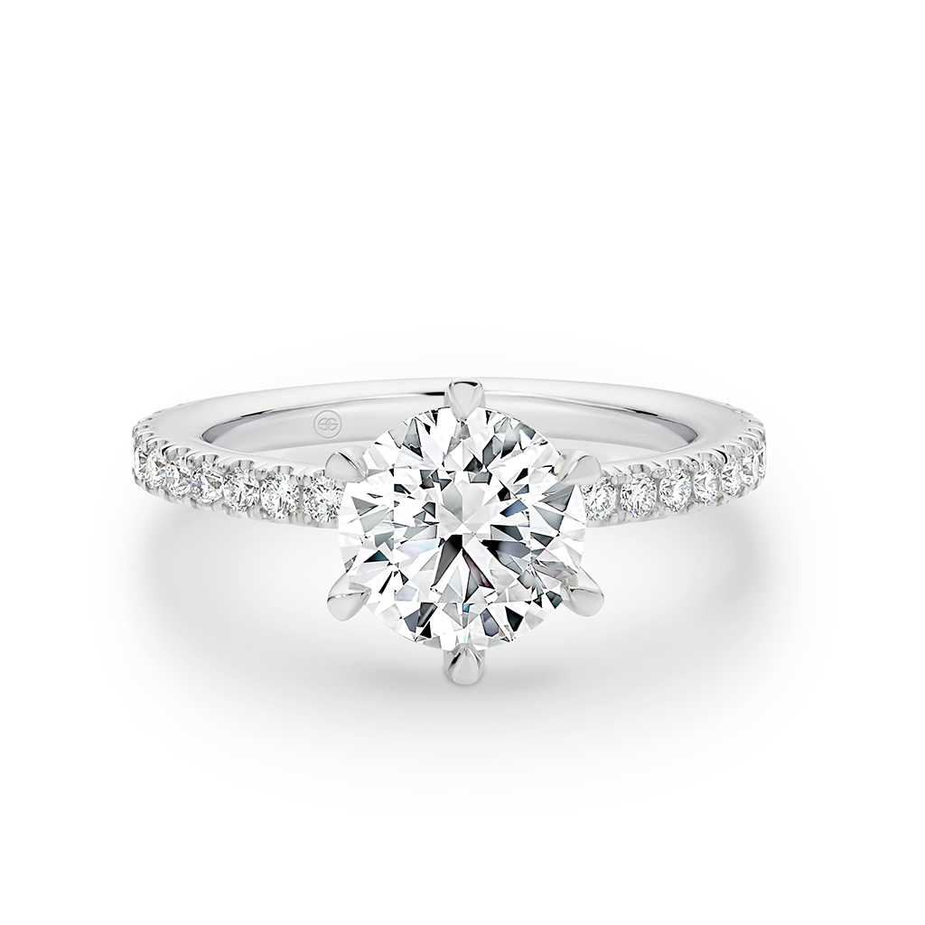 Round Brilliant Diamond Band Engagement Ring