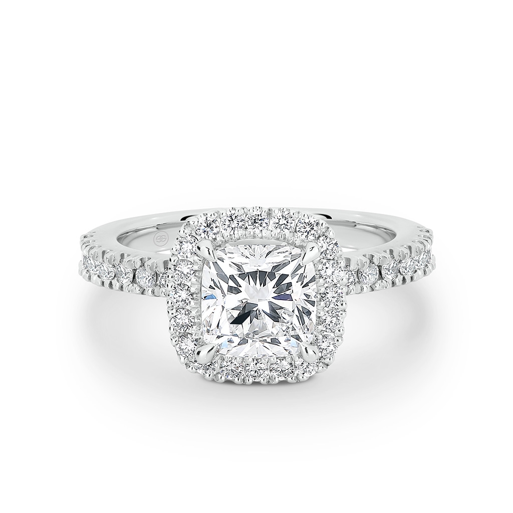 Cushion Cut Halo Diamond Engagement Ring