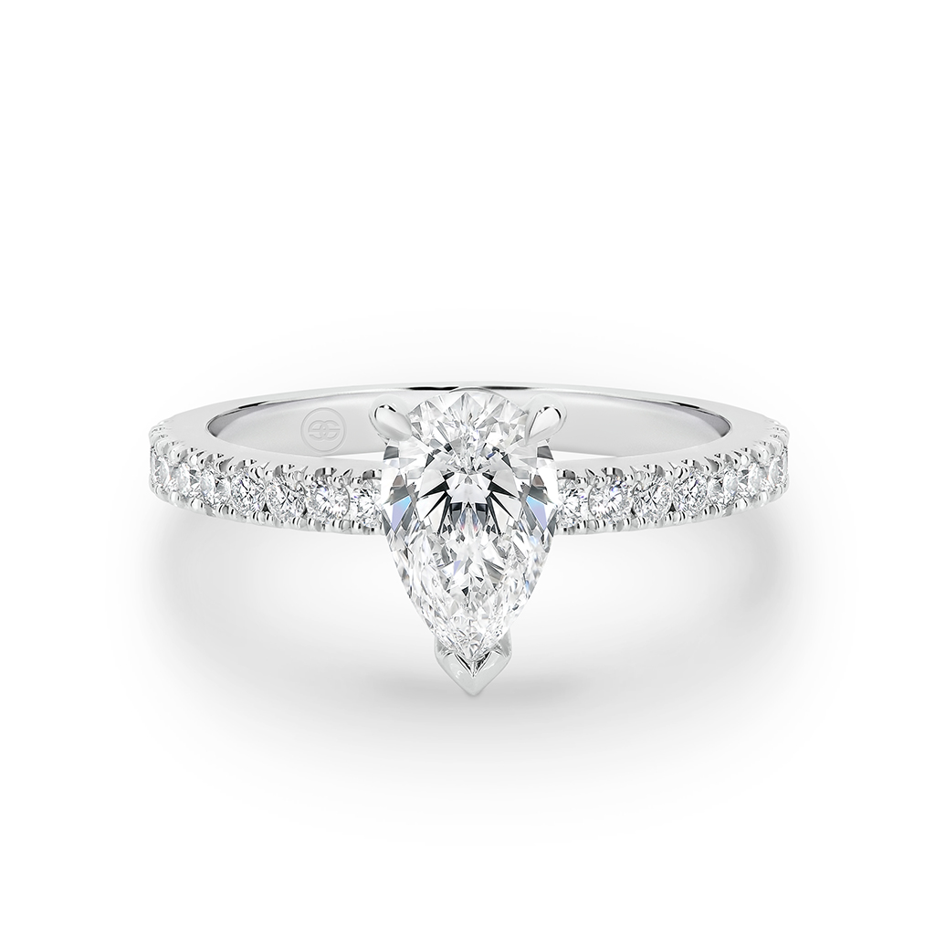 Pear Shape Diamond Band Engagement Ring