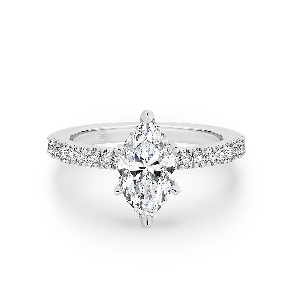 Marquise Cut Diamond Band Engagement Ring