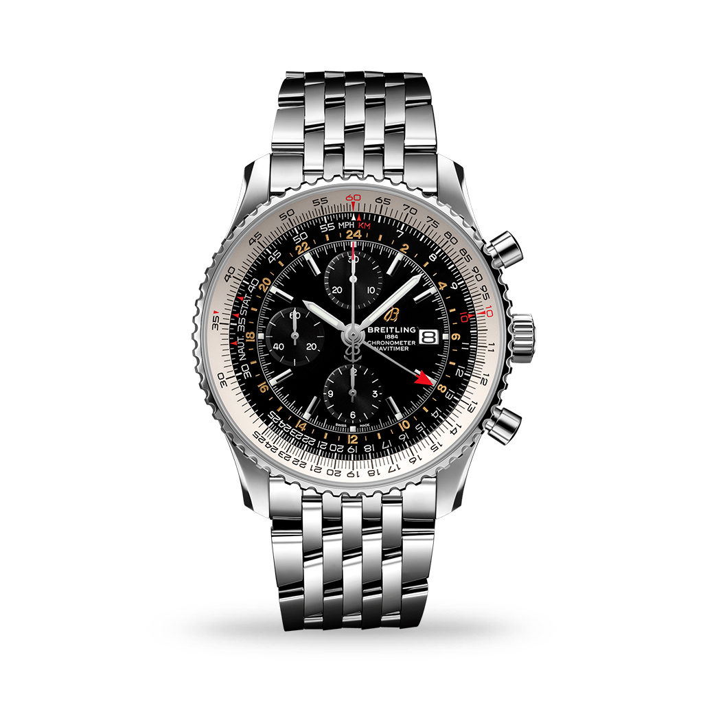 Breitling Navitimer Chronograph GMT 46mm Black Dial Bracelet