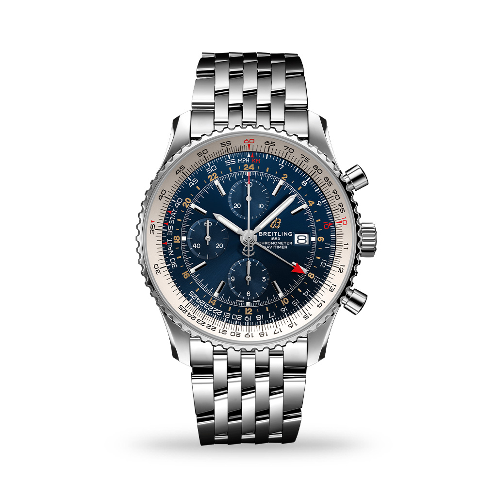 Breitling Navitimer Chronograph GMT 46mm Blue Dial Bracelet