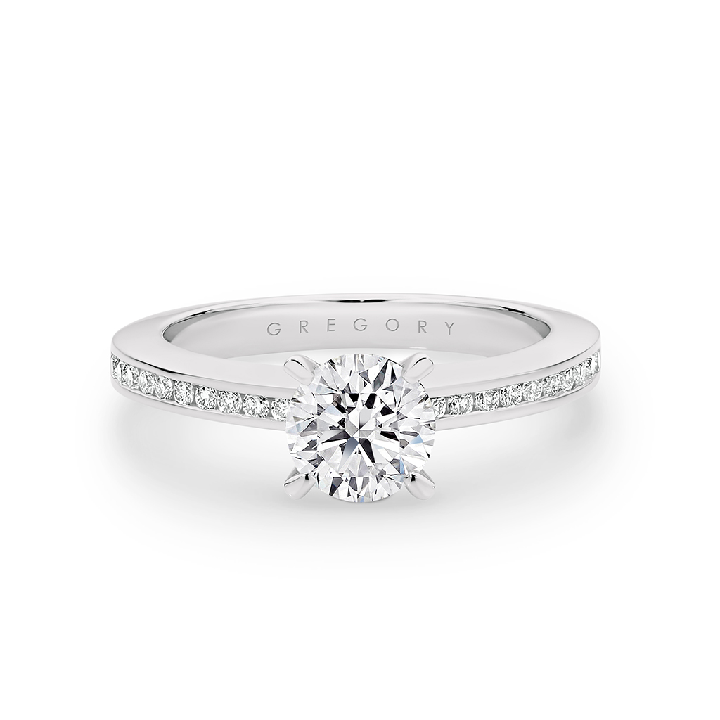 Round Brilliant Diamond Band Engagement Ring