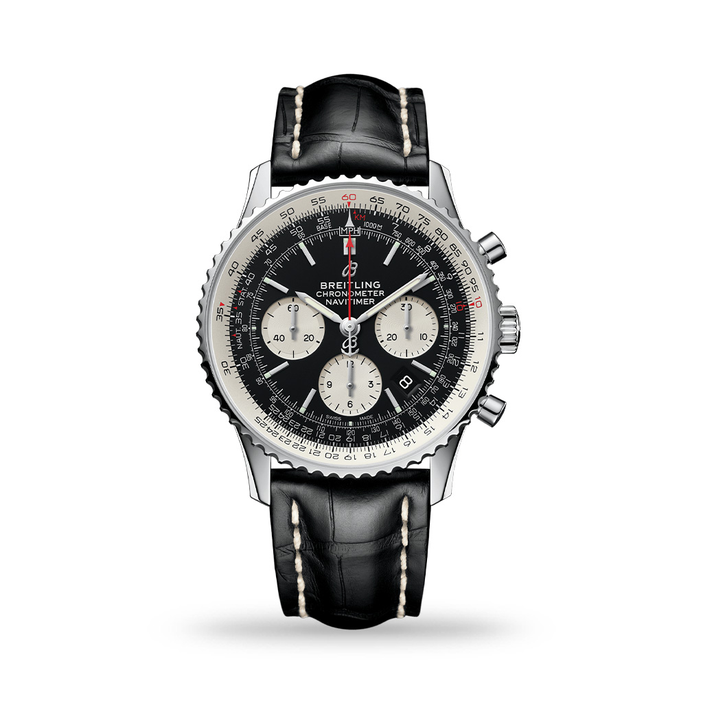 Breitling Navitimer B01 Chronograph 43mm Black Leather Strap