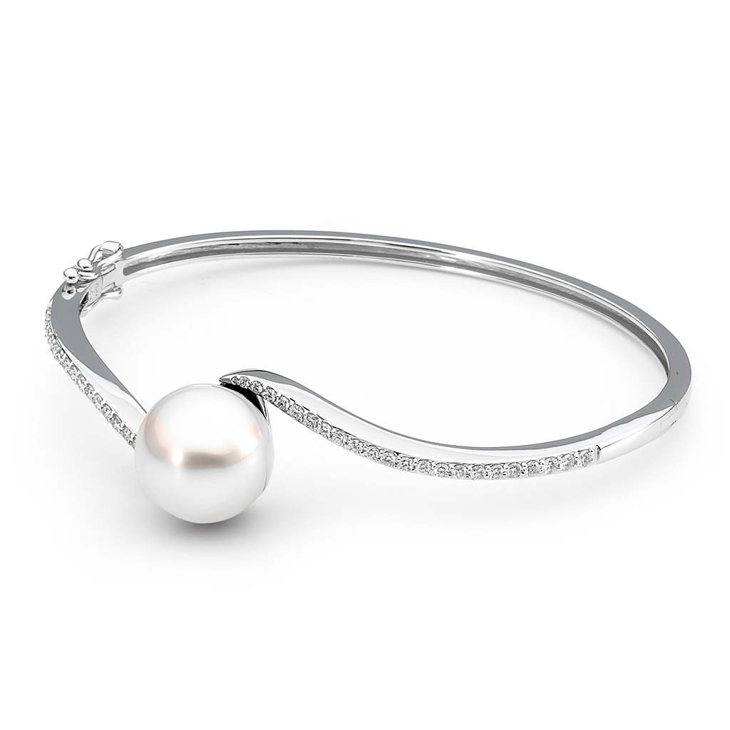 Allure South Sea Pearl &#038; Diamond Twist Bangle