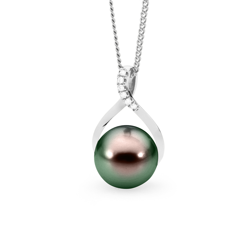 Allure Tahitian Pearl &#038; Diamond Twisted Pendant