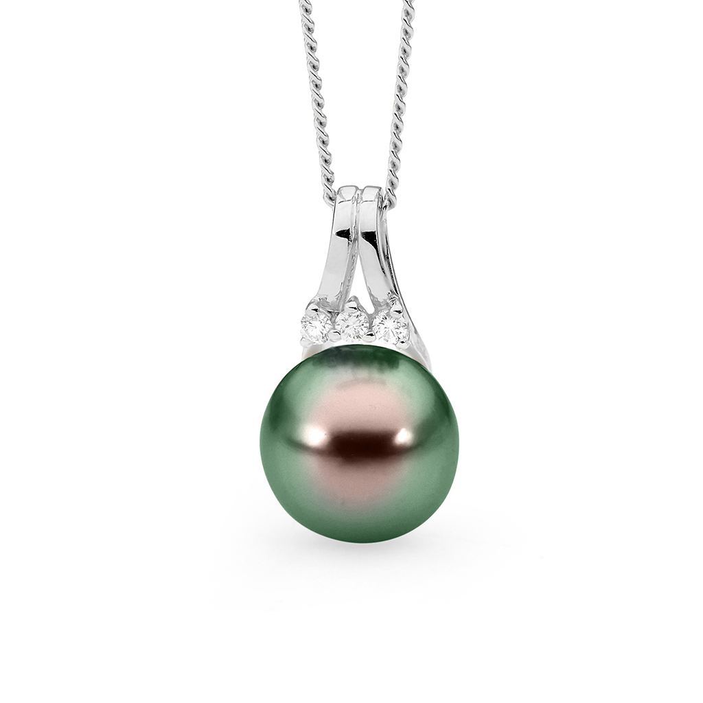 Allure Tahitian Pearl &#038; Diamond Split Bale Trio Pendant