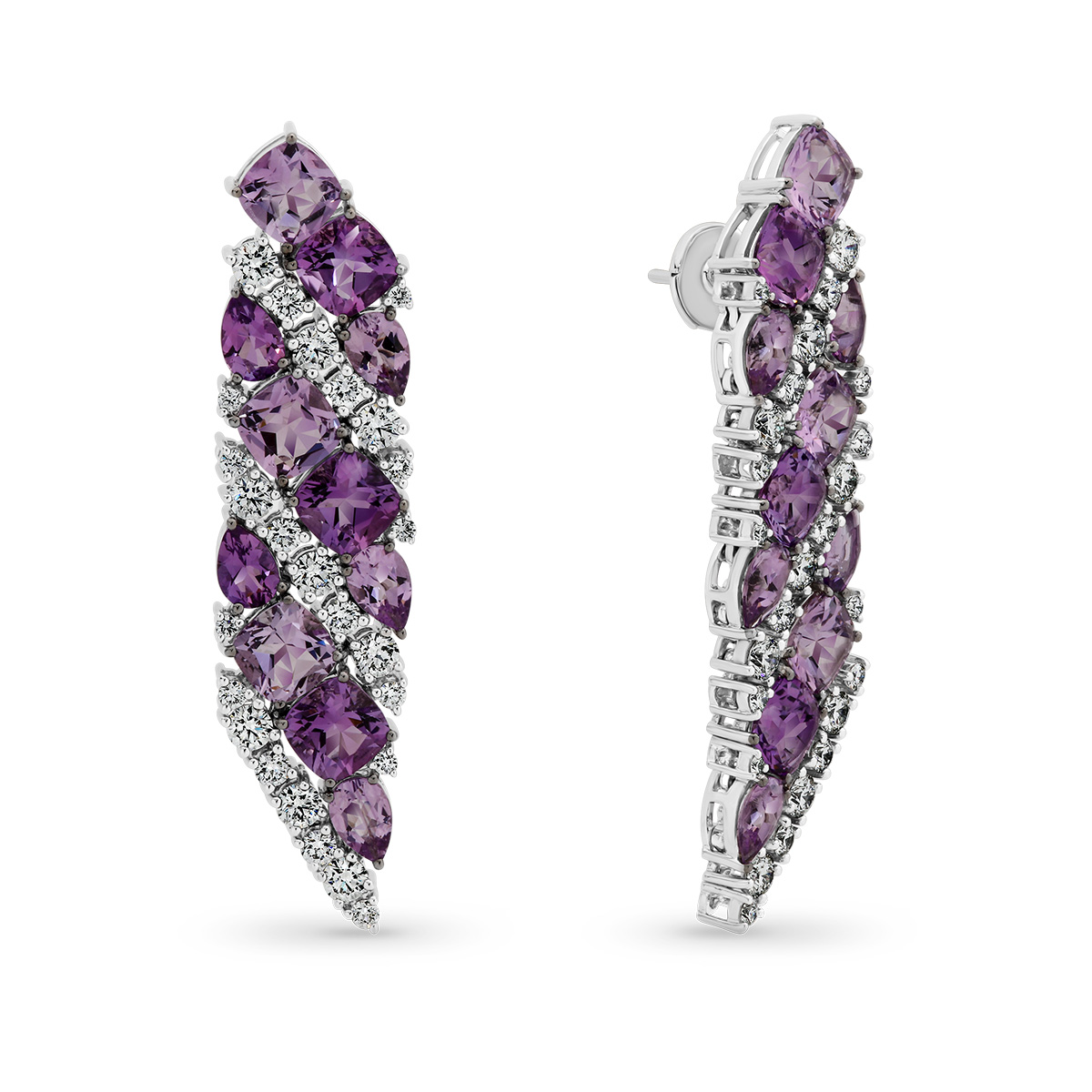 Amethyst &#038; Diamond Fancy Drop Earrings