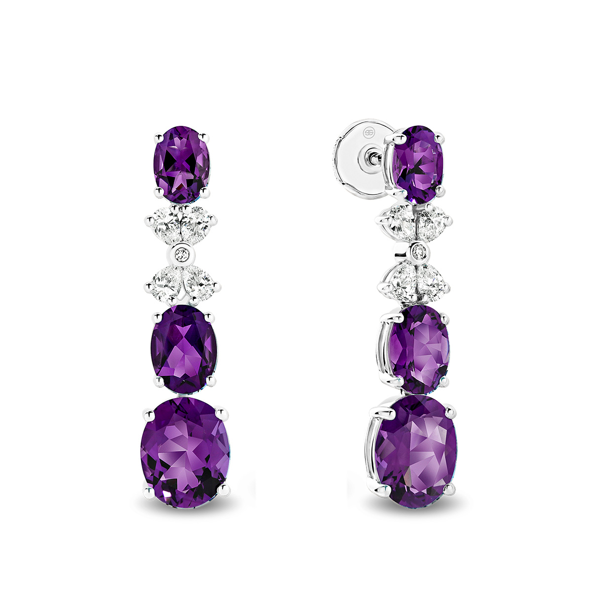 Amethyst &#038; Diamond Cocktail Drop Earrings