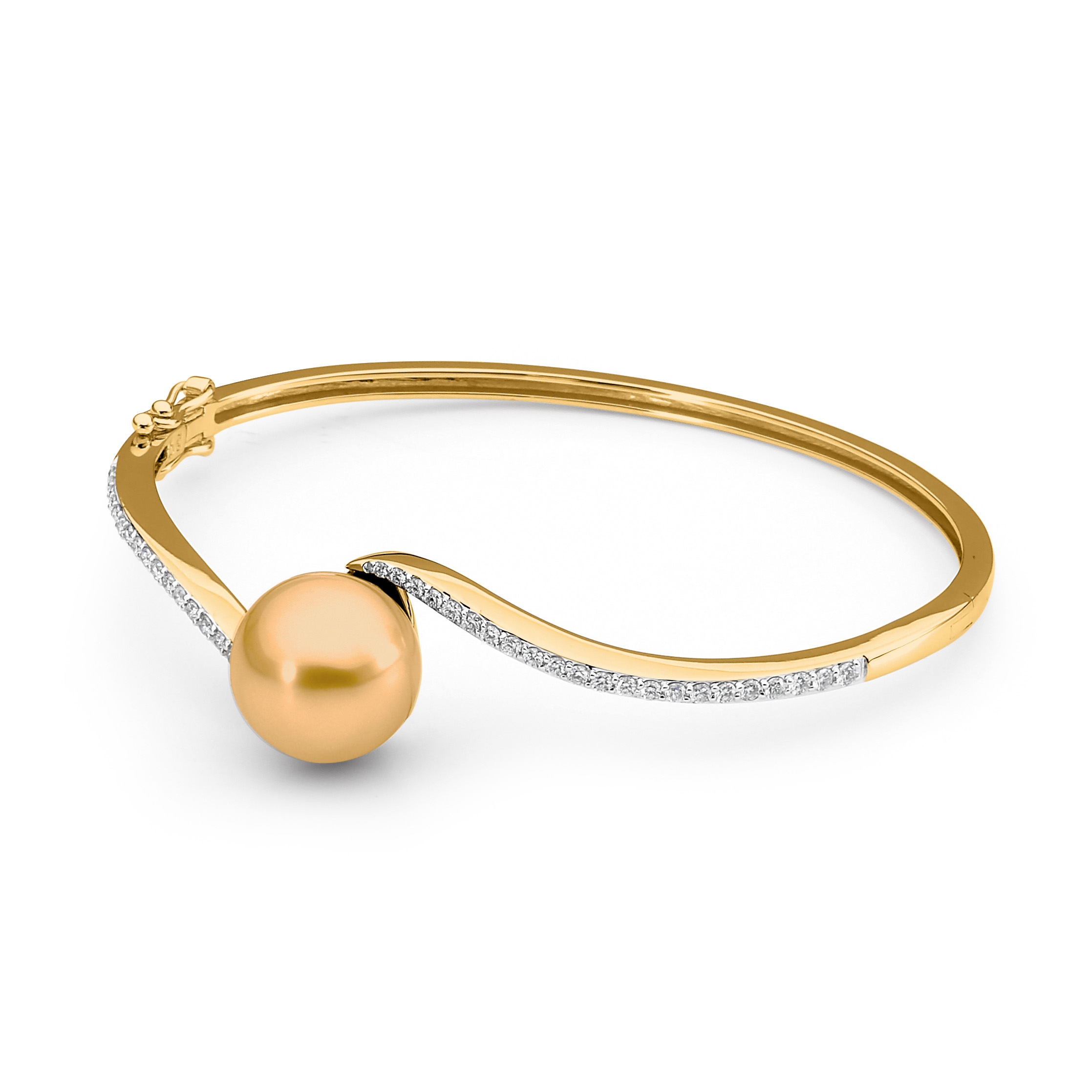 Allure Intense Gold South Sea Pearl &#038; Diamond Twist Bangle