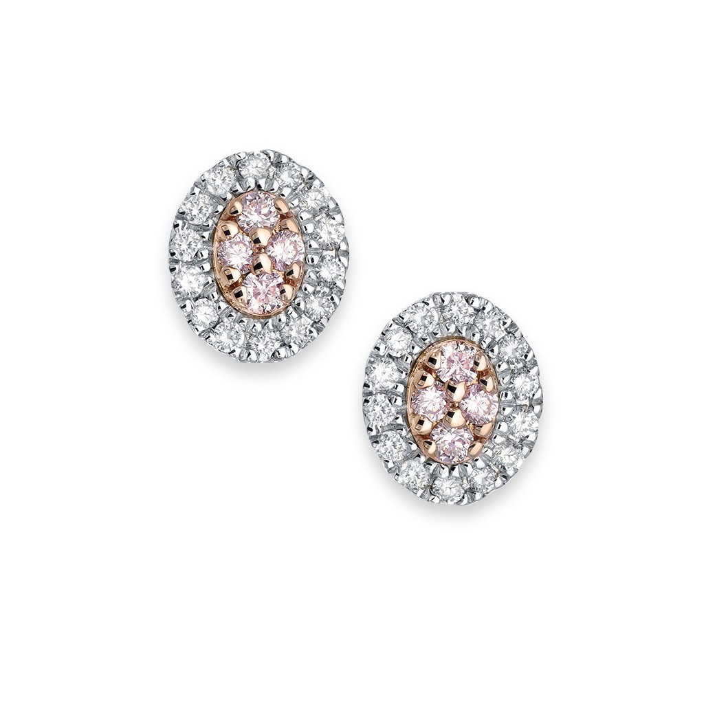 White &#038; Argyle Pink Diamond Oval Blush Lea Cluster Earrings