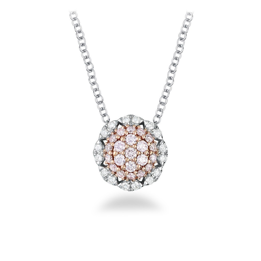 White &#038; Argyle Pink Diamond Blush Jasmine Halo Pendant