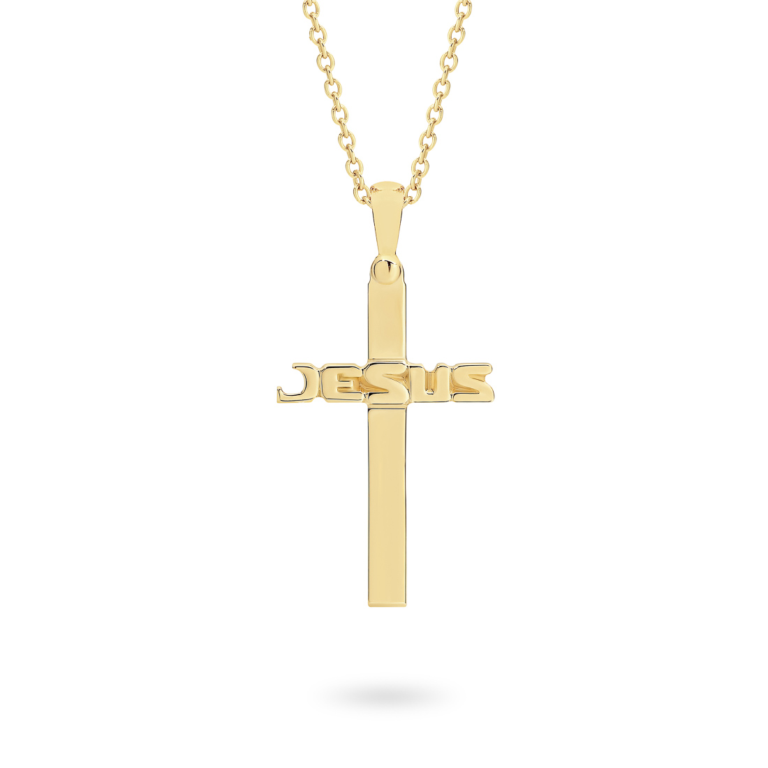 18K Yellow Gold Jesus Cross Pendant