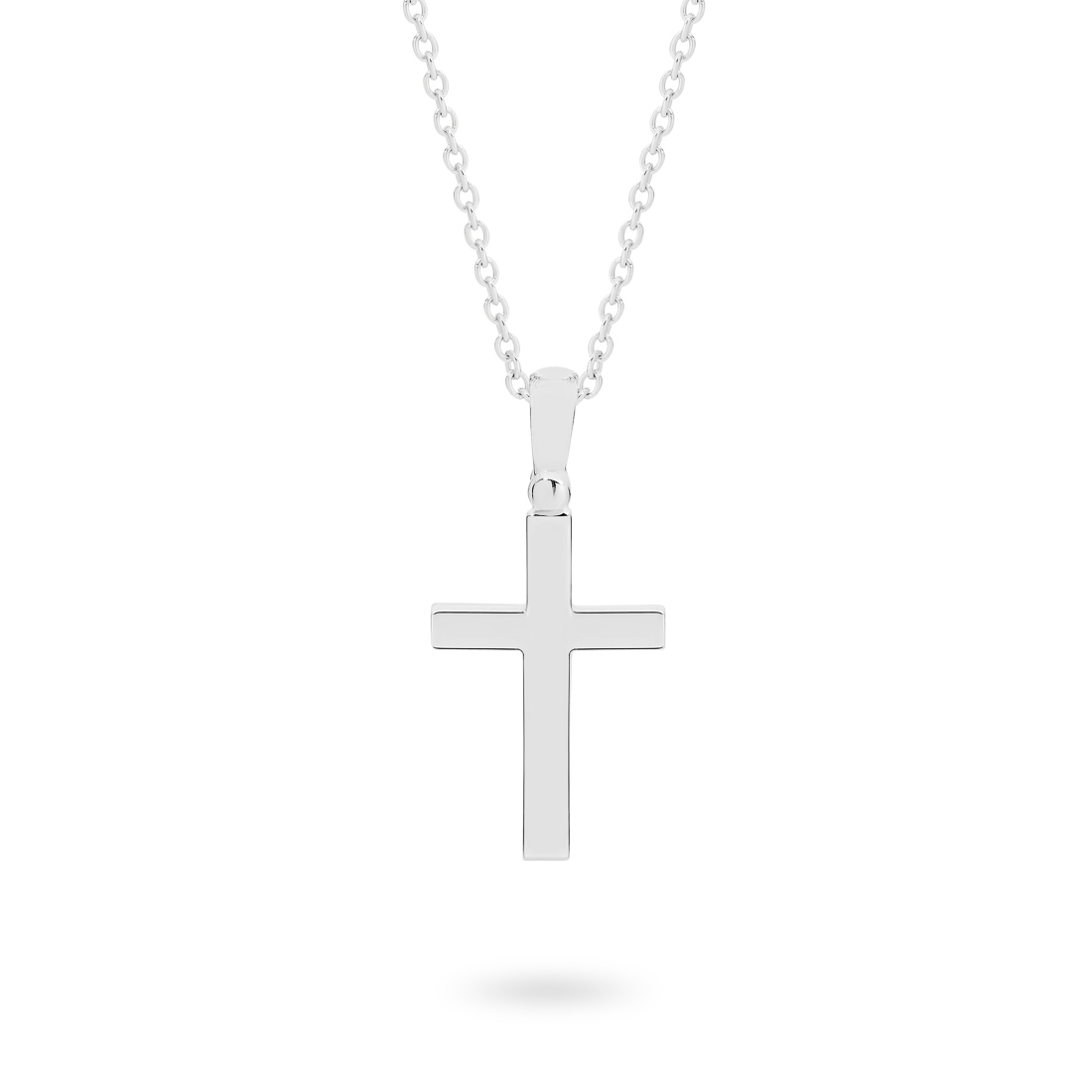 18K White Gold Plain Cross Pendant &#8211; Medium