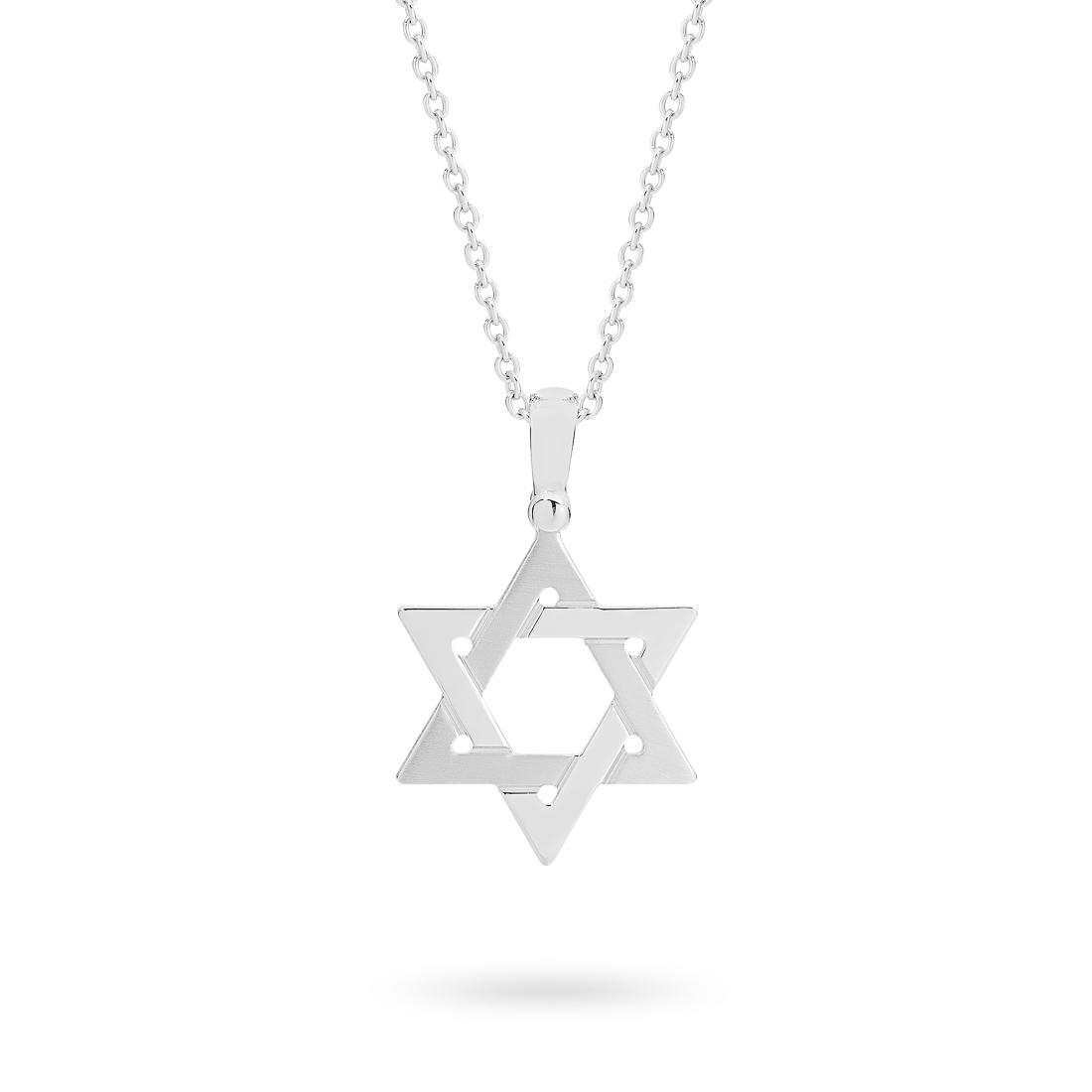 18K White Gold Star of David Pendant