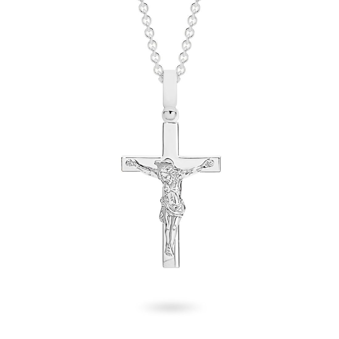 18K White Gold Polished Crucifix Pendant