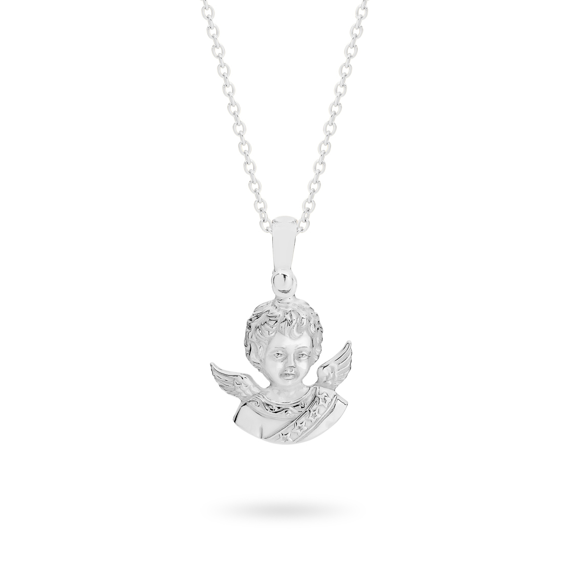 18K White Gold Guardian Angel Pendant