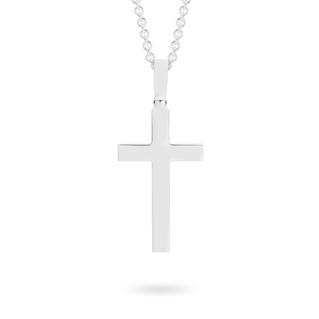 18K White Gold Plain Cross Pendant &#8211; Large