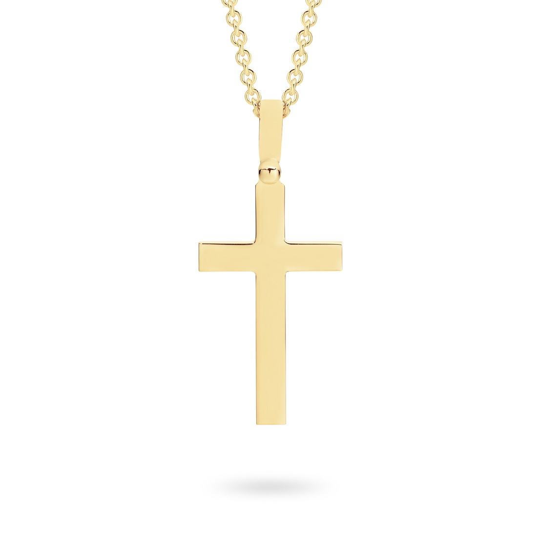 18K Yellow Gold Plain Cross Pendant &#8211; Large