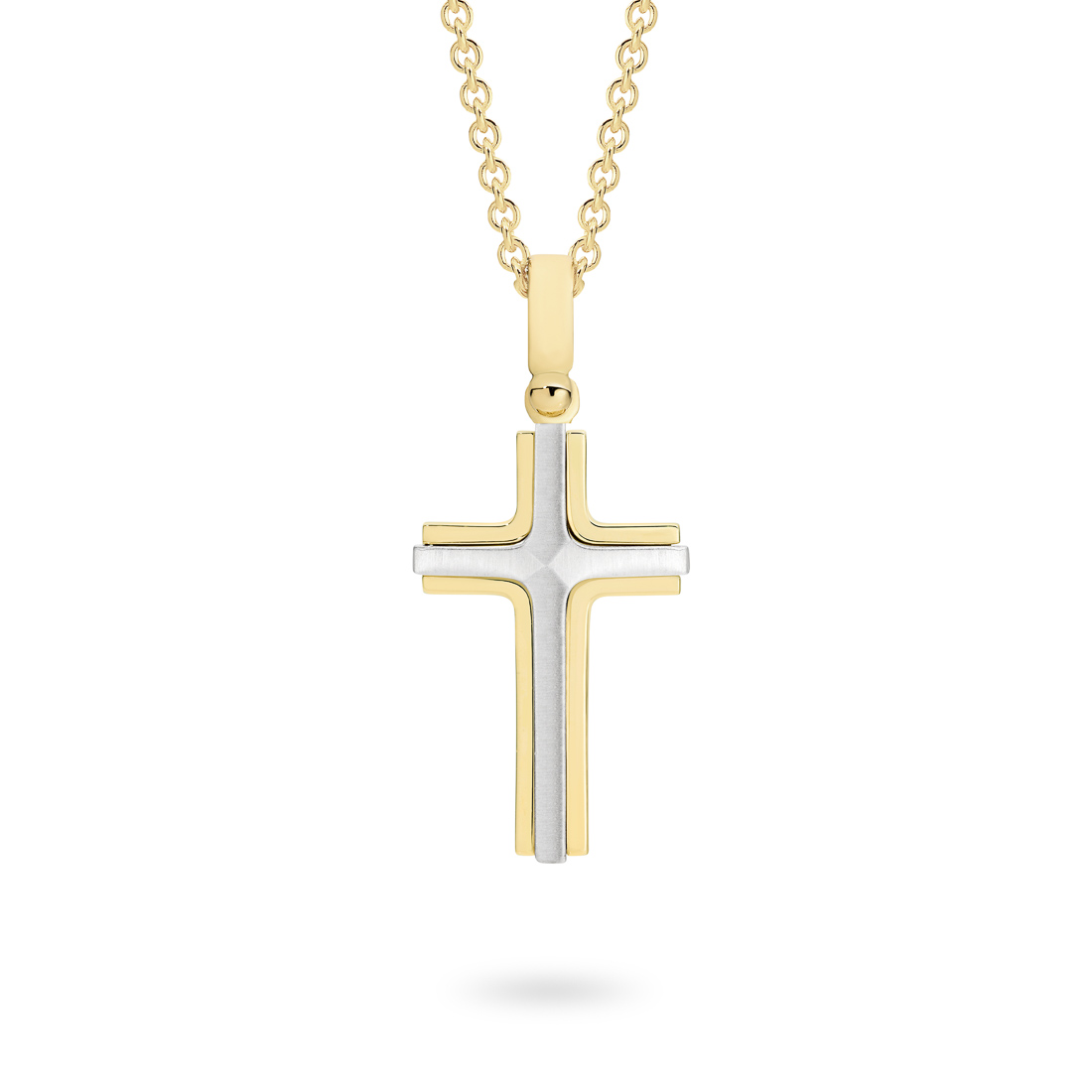 18K Yellow &#038; White Gold Fancy Cross Pendant