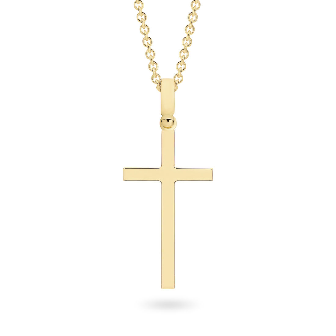 18K Yellow Gold Plain Slim Cross Pendant