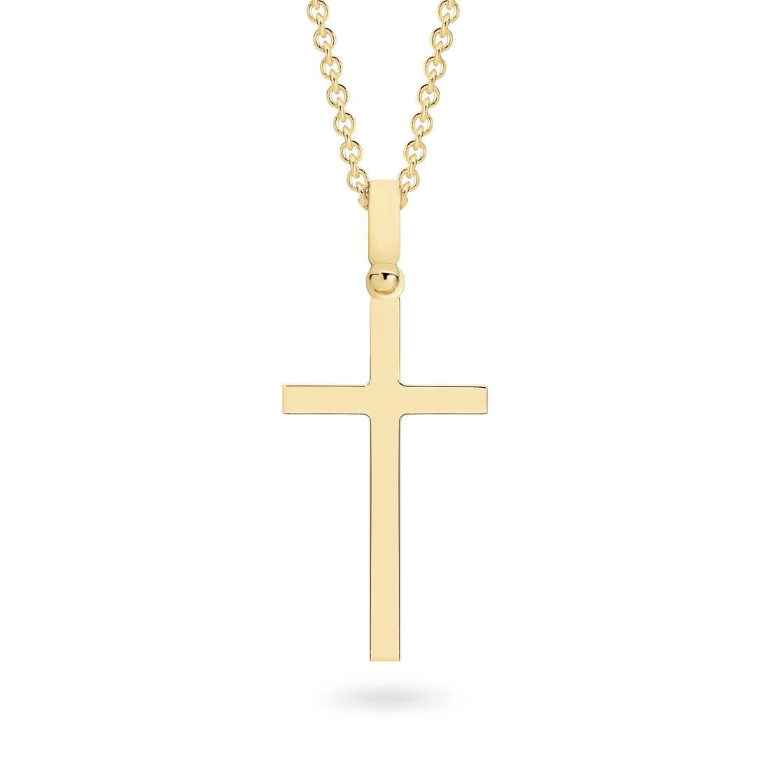 18K Yellow Gold Plain Slim Cross Pendant