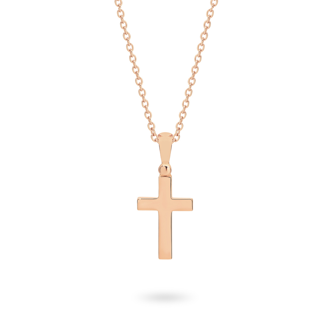 18K Rose Gold Plain Cross Pendant &#8211; Small