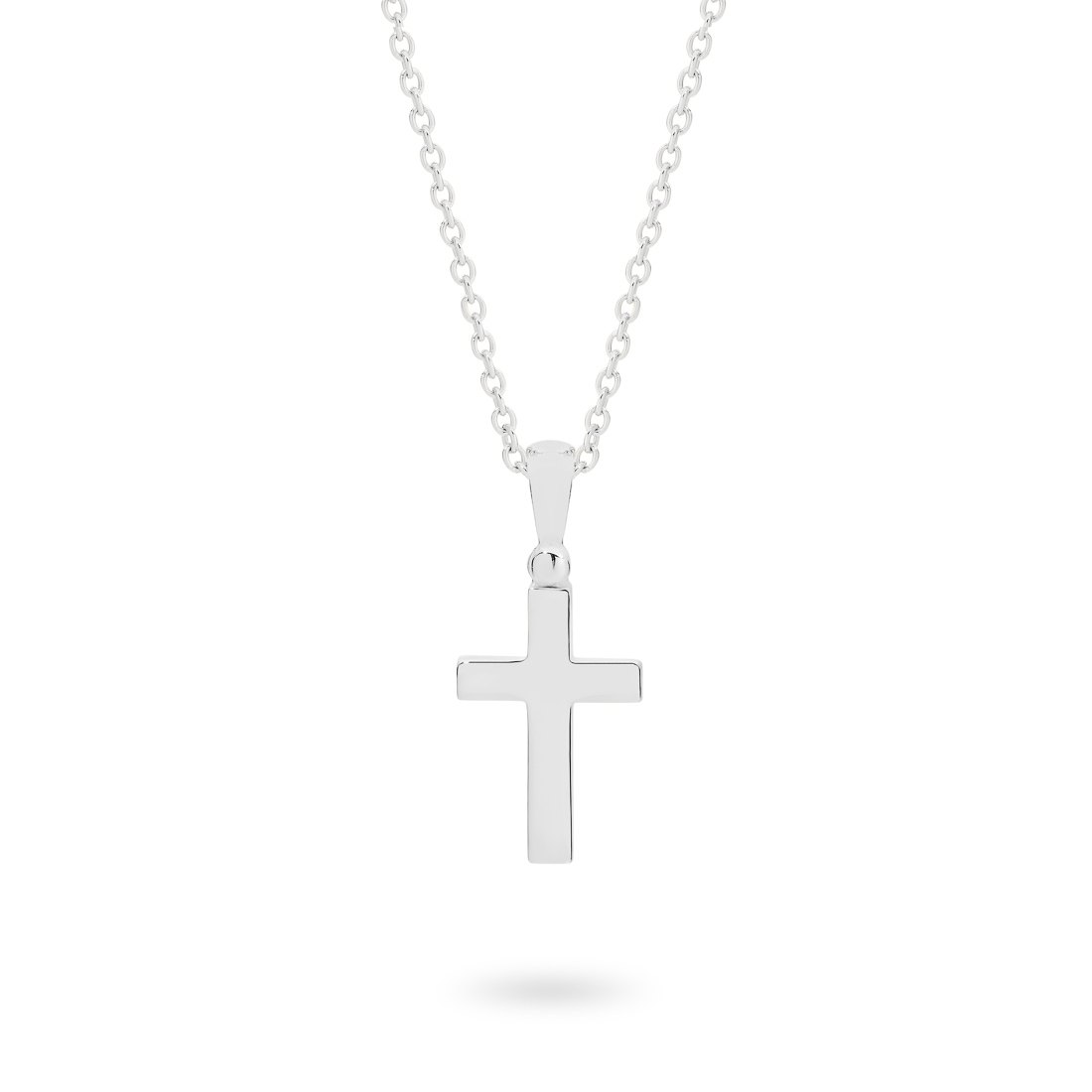 18K White Gold Plain Cross Pendant &#8211; Small