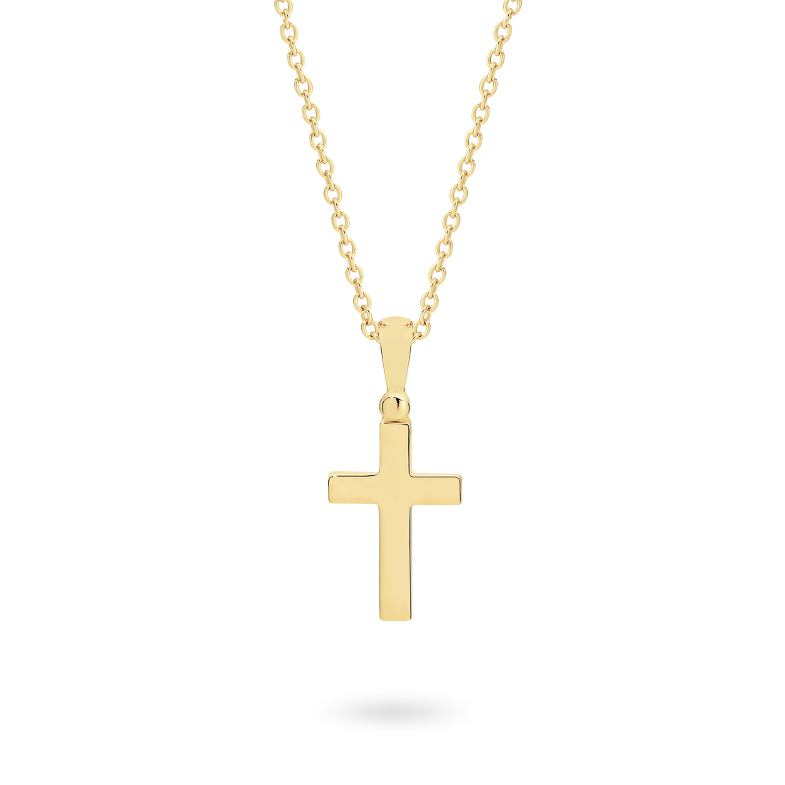 18K Yellow Gold Plain Cross Pendant &#8211; Small