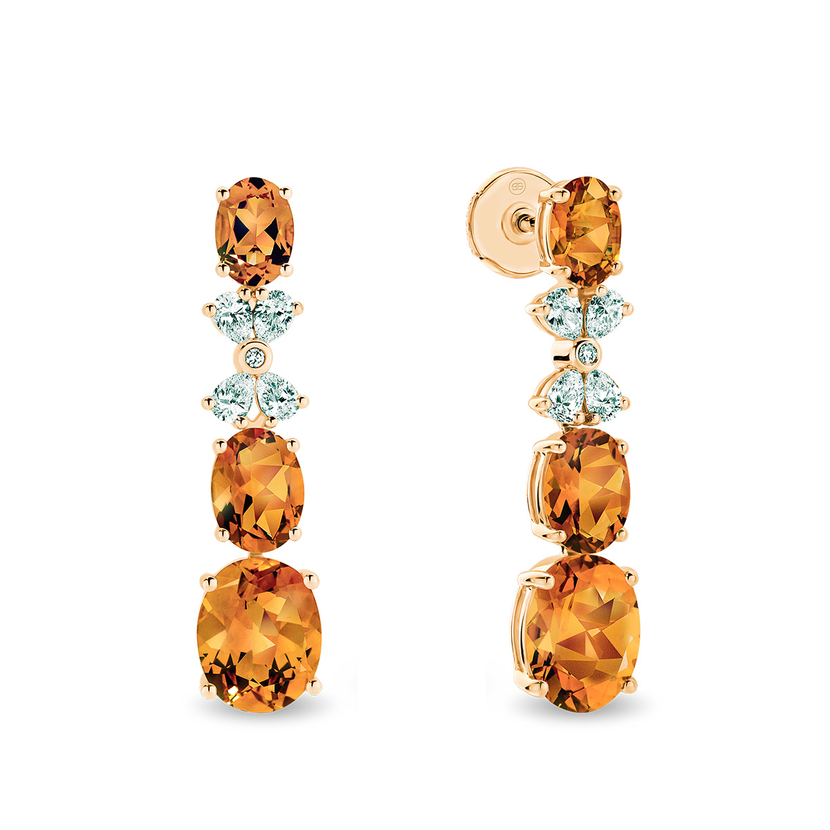 Citrine &#038; Diamond Cocktail Drop Earrings