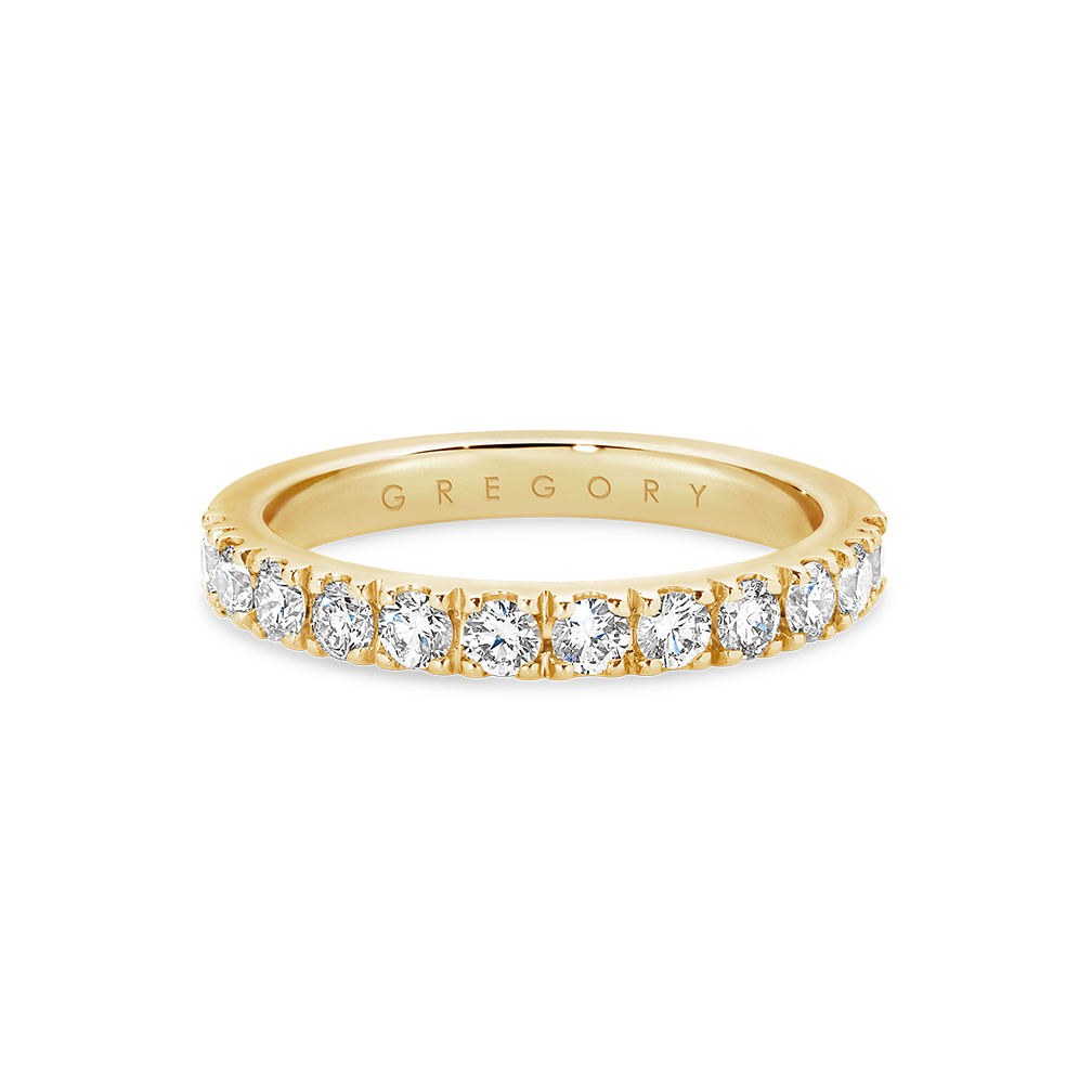 Classic Claw Set Diamond Wedding Band in Yellow Gold