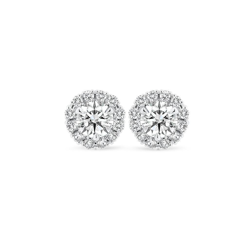 Classic Halo Diamond Stud Earrings