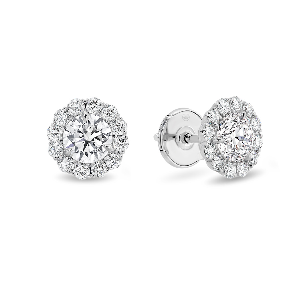 Classic Halo Diamond Stud Earrings