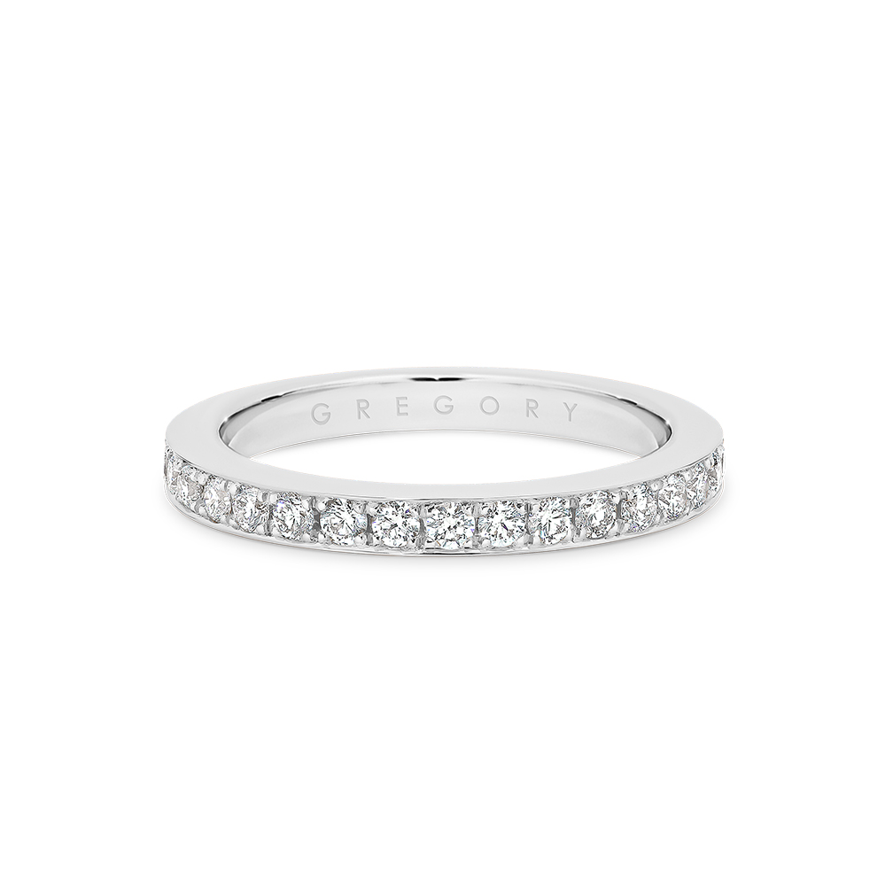 Classic Pave Set Diamond Band in White Gold