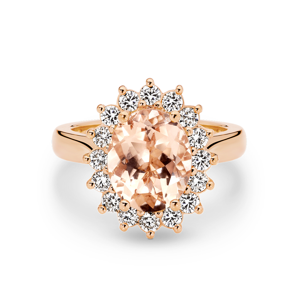 Icon Oval Morganite and Diamond Cluster Ring