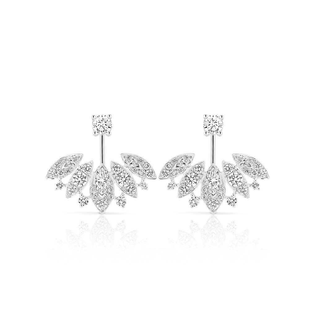 Marquise and Round Pave Diamond Jacket Earrings