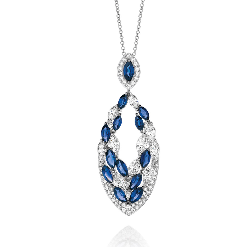 Blue Sapphire and Diamond Pendant