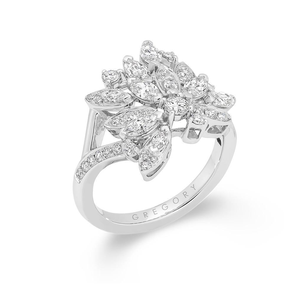 Marquise and Round Pave Diamond Enchanted Ring